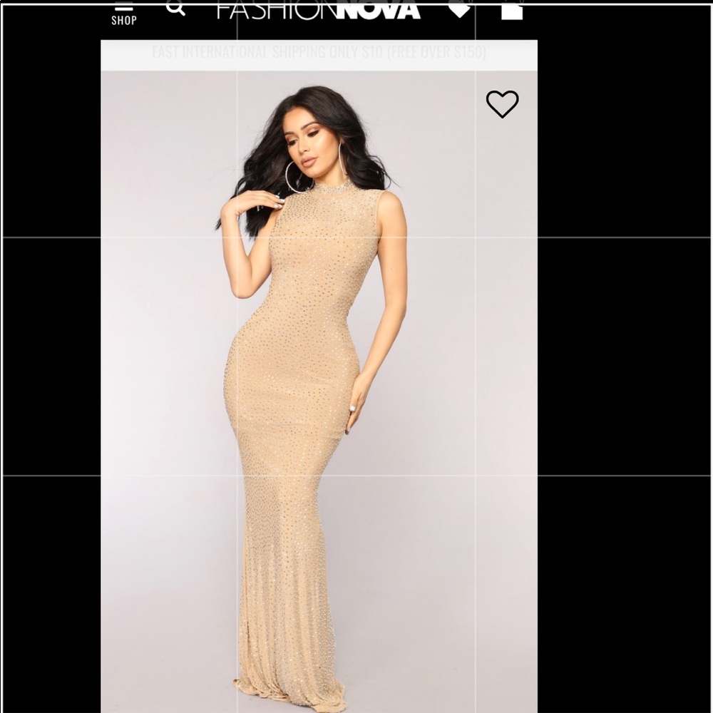 FASHION NOVA SEQUIN DRESS NUDE LARGE
